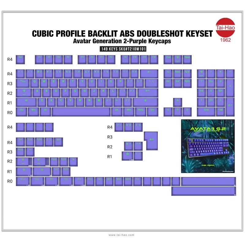 Taihao Double Shot ABS-Cubic Profile Keycaps Set For Cherry MX Switch (149-Keys) (Avatar Generation 2-Purple) (T21OM101) - DataBlitz