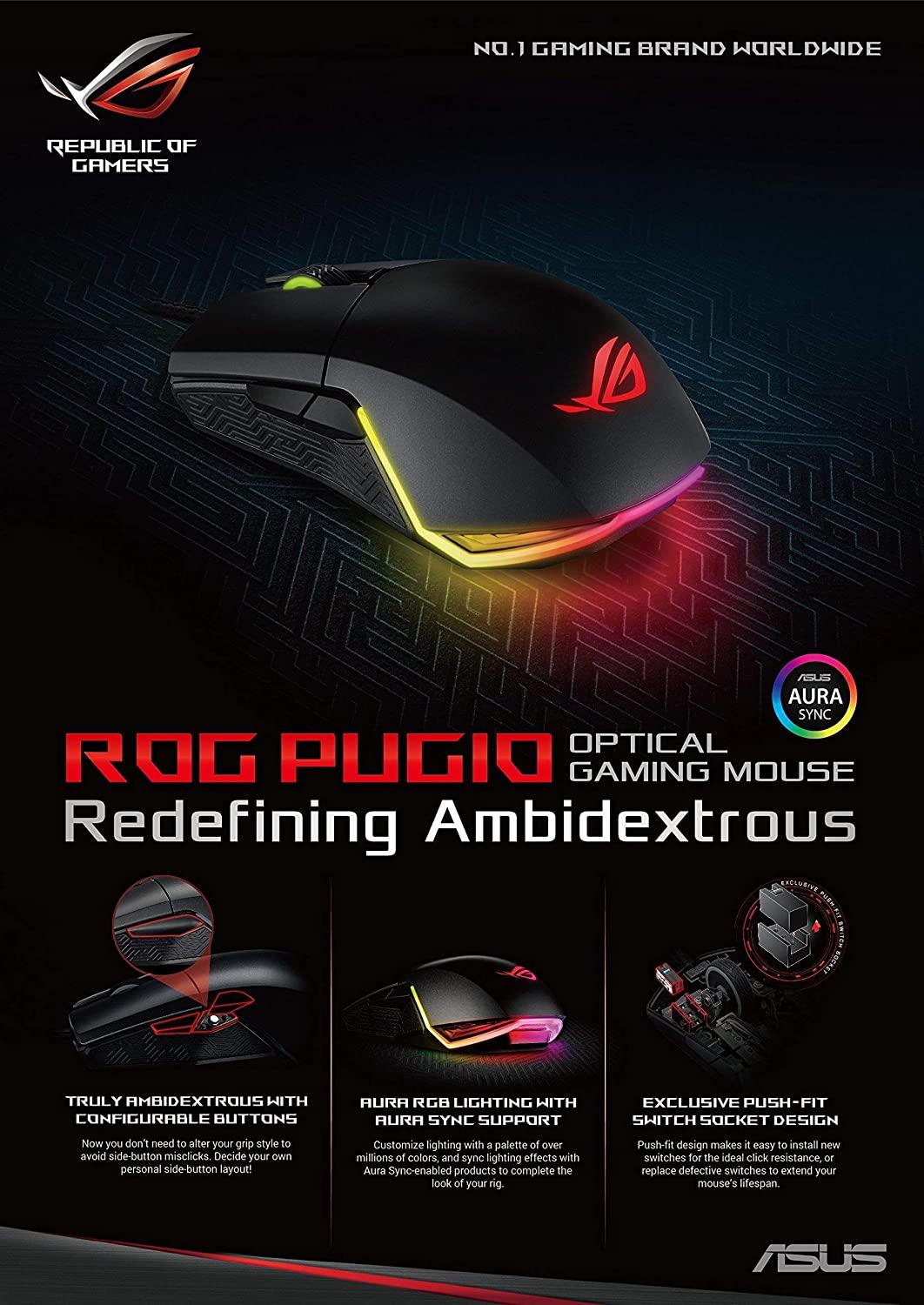 ASUS ROG PUGIO OPTICAL WIRED GAMING MOUSE - DataBlitz