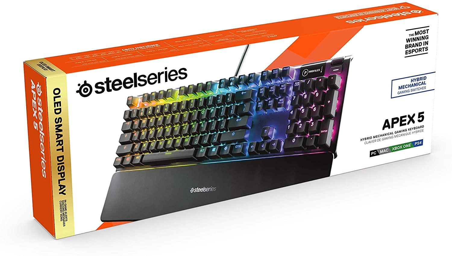 STEELSERIES APEX 5 HYBRID MECHANICAL GAMING KEYBOARD (PC/MAC/XBOXONE/PS4) (US64532) - DataBlitz