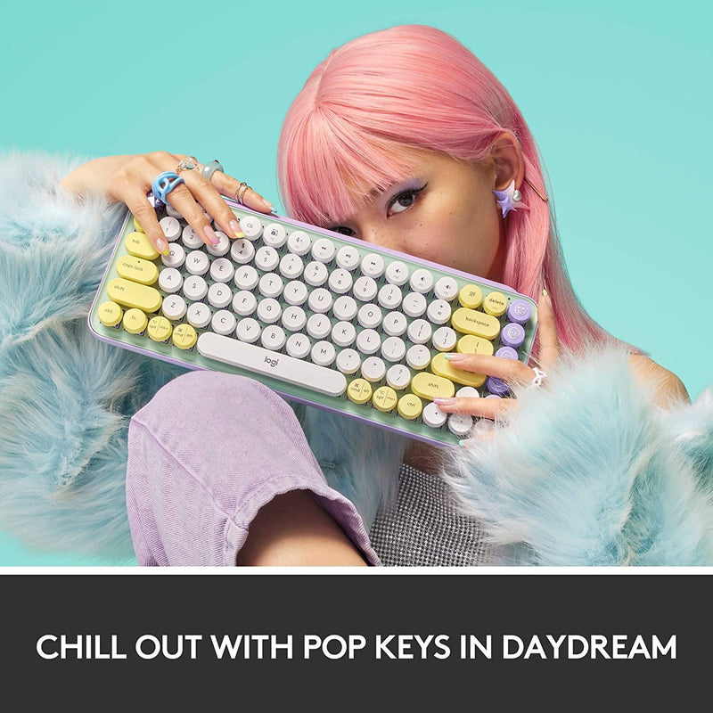 LOGITECH POP KEYS WIRELESS MECHANICAL KEYBOARD WITH CUSTOMIZABLE EMOJI KEYS (DAYDREAM MINT) - DataBlitz