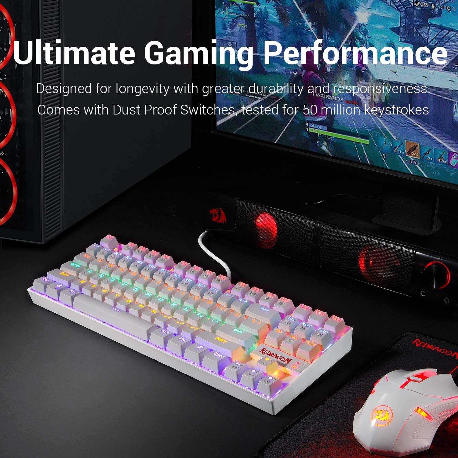 REDRAGON KUMARA RGB MECHANICAL GAMING KEYBOARD (K552W-RGB) (WHITE) - DataBlitz
