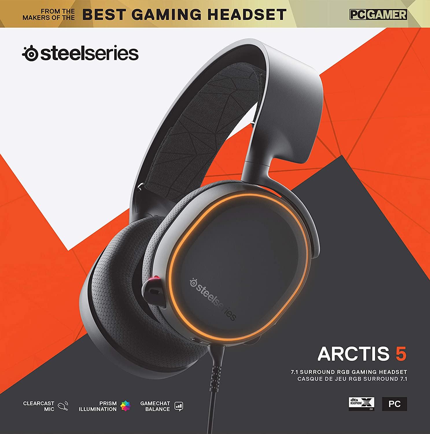 STEELSERIES ARCTIS 5 BLACK 7.1 SURROUND RGB GAMING HEADSET 2019 EDITION (PN61504) - DataBlitz
