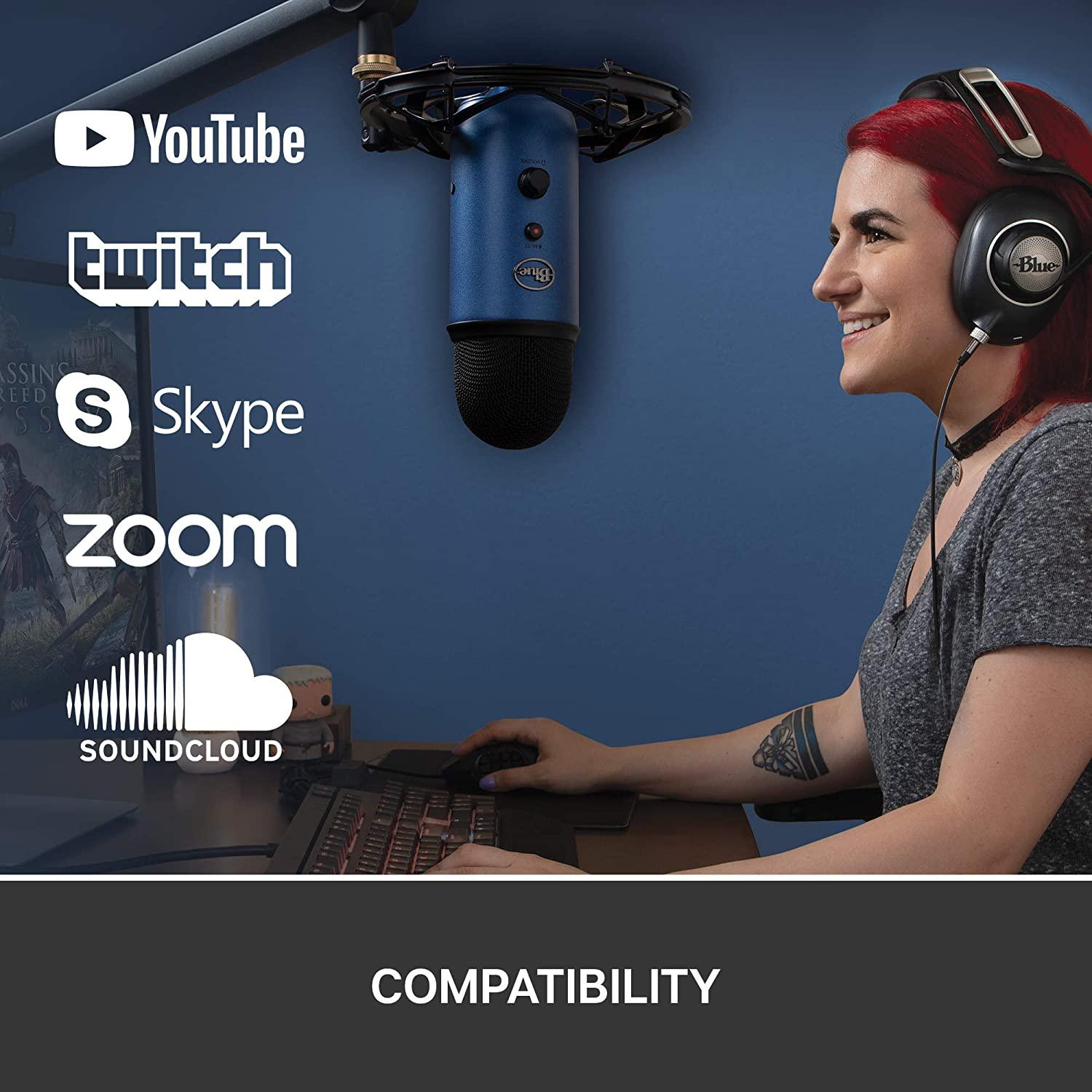 LOGITECH BLUE YETI PREMIUM MULTI-PATTERN USB MICROPHONE FOR RECORDING/STREAMING/PODCASTING/GAMING (MIDNIGHT BLUE) - DataBlitz