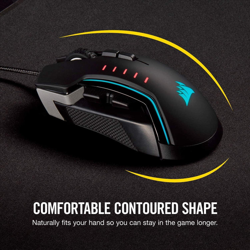 CORSAIR GAMING GLAIVE RGB PRO COMFORT FPSMOBA GAMING MOUSE WITH INTERCHANGEABLE GRIPS (ALUMINUM) - DataBlitz