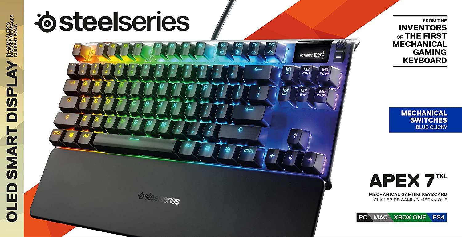 STEELSERIES APEX 7 TKL MECHANICAL GAMING KEYBOARD PC/MAC/XBOXONE/PS4 (BLUE SWITCH) (PN64758) - DataBlitz