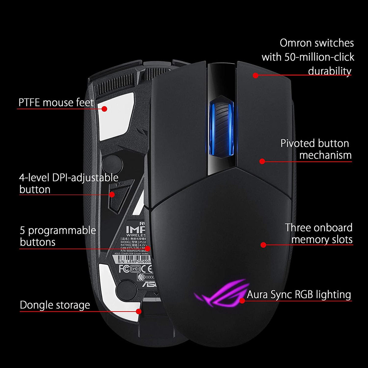 ASUS ROG STRIX P510 IMPACT II WIRELESS GAMING MOUSE - DataBlitz