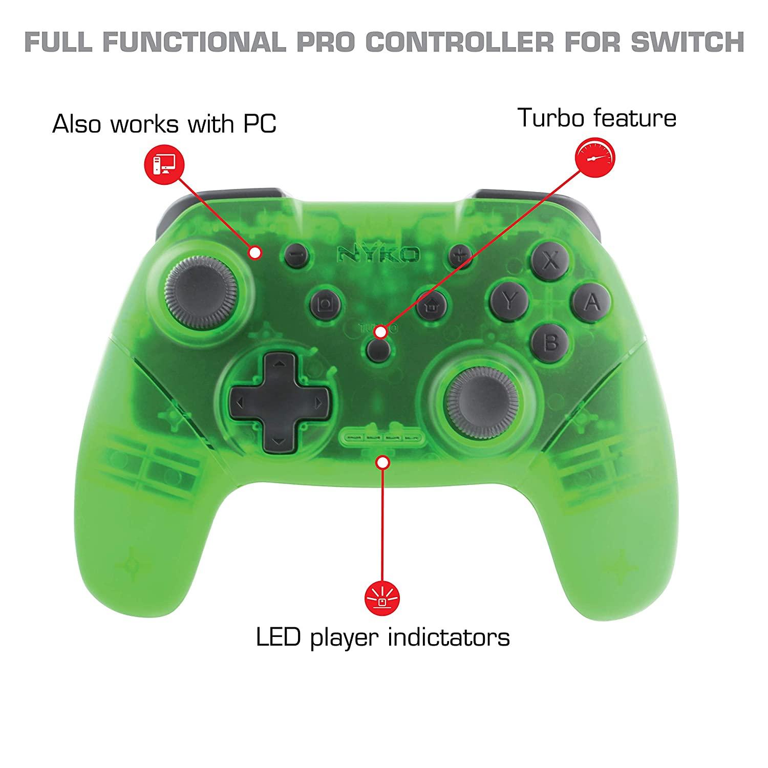 NYKO NSW WIRELESS CORE CONTROLLER TRANSLUCENT GREEN (87264-T83) - DataBlitz