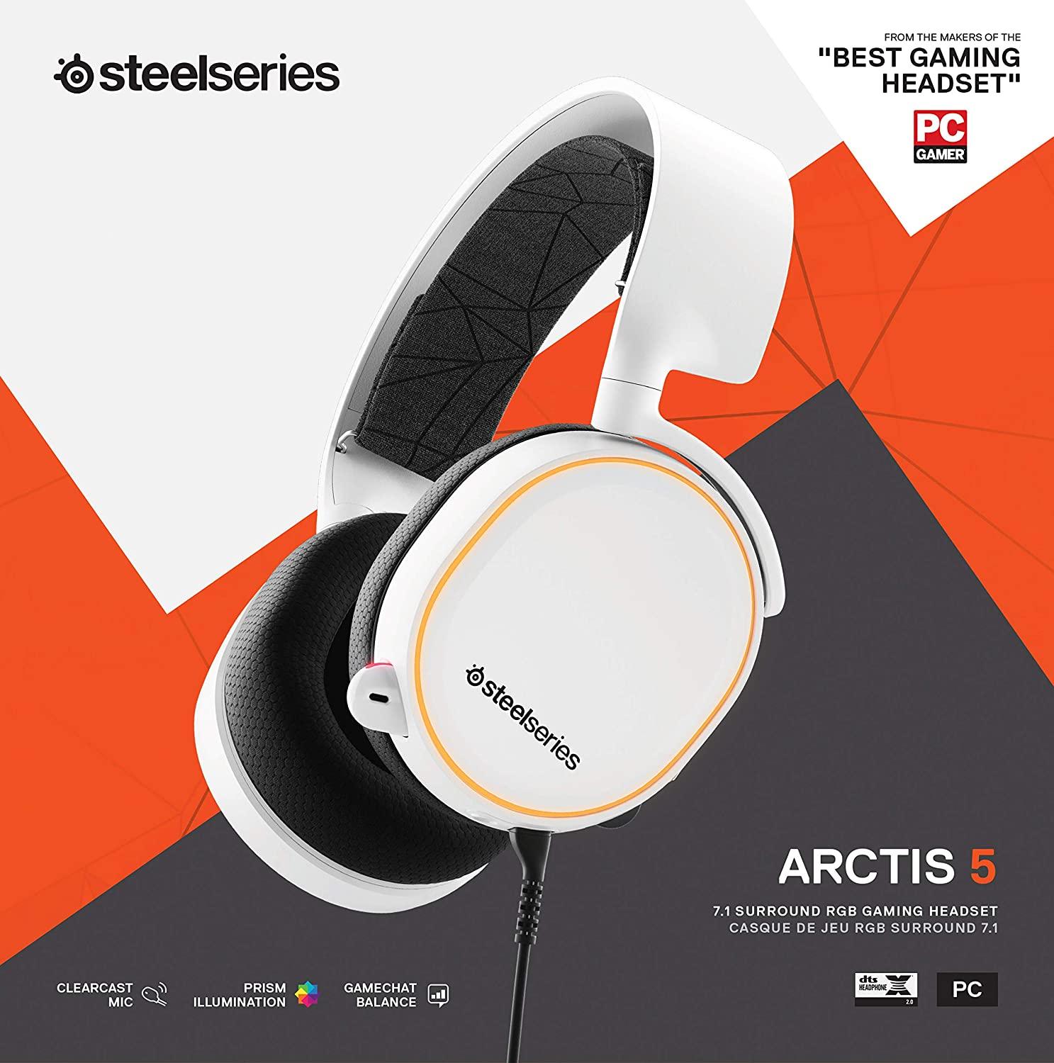 STEELSERIES ARCTIS 5 WHITE 7.1 SURROUND RGB GAMING HEADSET 2019 EDITION (PN61507) - DataBlitz