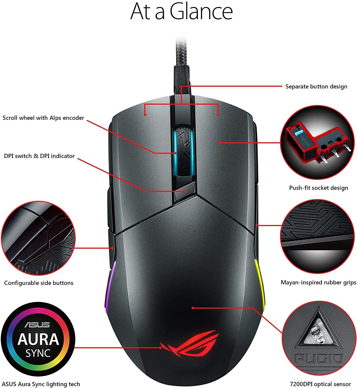 ASUS ROG PUGIO OPTICAL WIRED GAMING MOUSE - DataBlitz