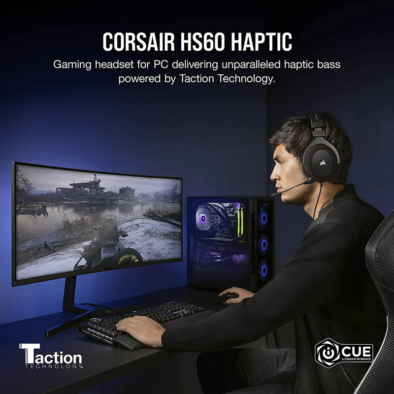 CORSAIR HS60 HAPTIC STEREO GAMING HEADSET WITH HAPTIC BASS (CARBON) - DataBlitz