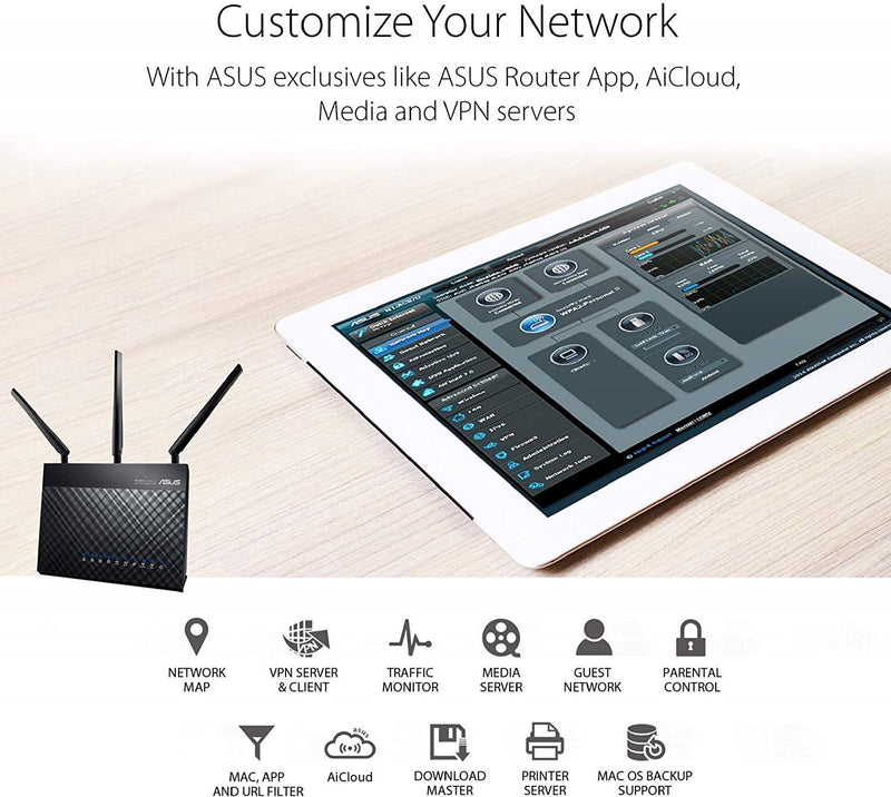 Asus 1900 Router ASUS AC1900 DUAL BAND GIGABIT WIFI ROUTER (RT-AC68U) - DataBlitz