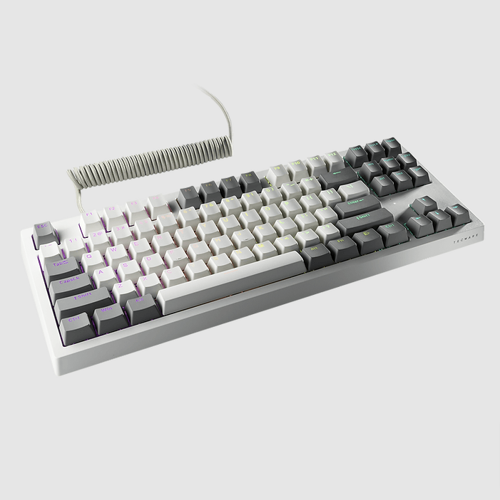 Tecware Phantom+ Elite 87-Keys RGB Wireless/Wired White Mechanical Keyboard (Pre-Lubed Wraith Red Linear Switches) - DataBlitz