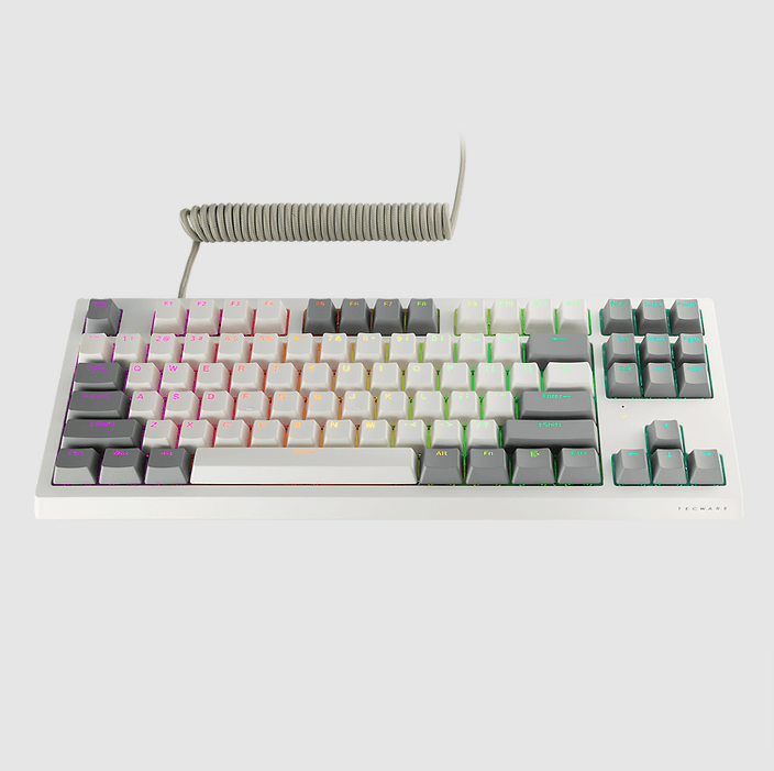 Tecware Phantom+ Elite 87-Keys RGB Wireless/Wired White Mechanical Keyboard (Pre-Lubed Wraith Pink Linear Switches) - DataBlitz