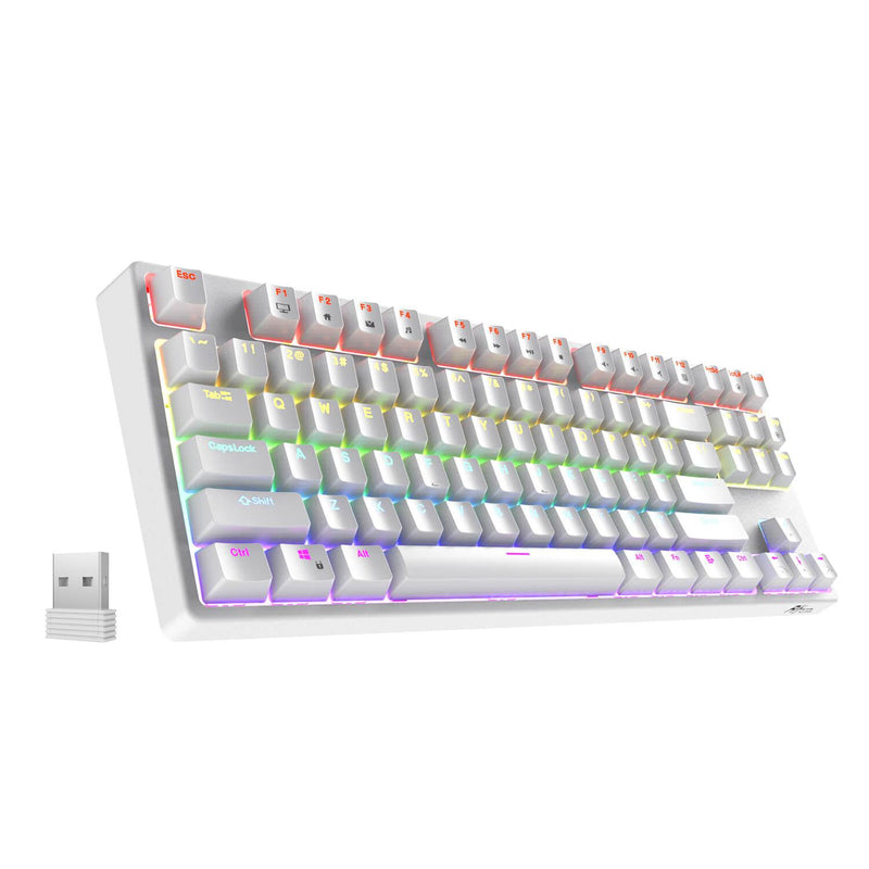 ROYAL KLUDGE RK87 TRI-MODE RGB 87 KEYS HOT SWAPPABLE MECHANICAL KEYBOARD WHITE (BROWN SWITCH) - DataBlitz