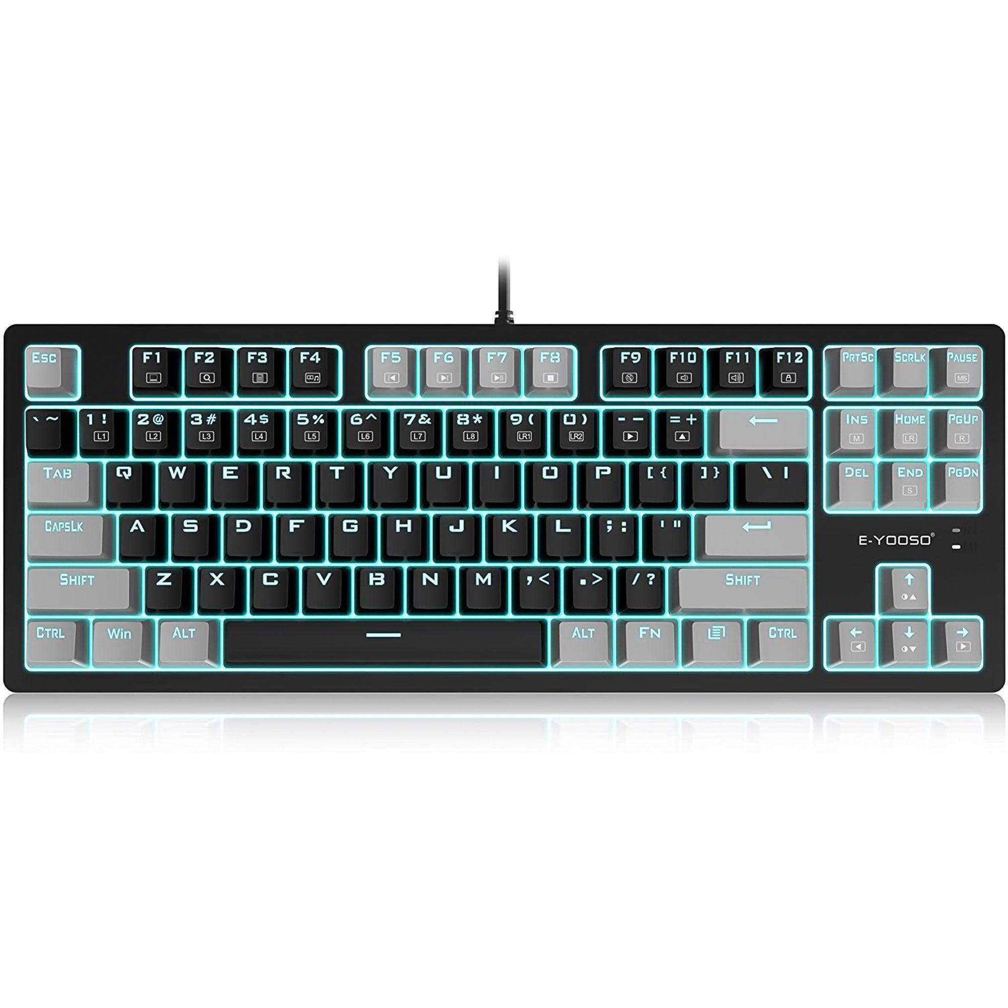 E-YOOSO K-620 Single Light With RGB Side Light 87 Keys Mechanical Keyboard Black/Gray (Blue Switch) - DataBlitz