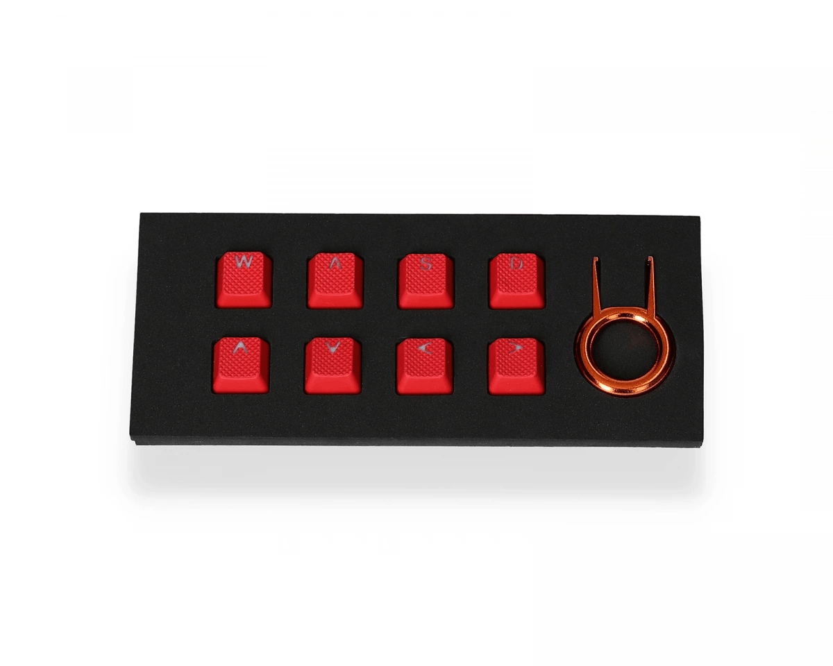 TAIHAO RUBBER DOUBLE SHOT BACKLIT GAMING WASD KEYCAPS SET FOR CHERRY MX SWITCH TYPE (8-KEYS) (NEON RED) - DataBlitz