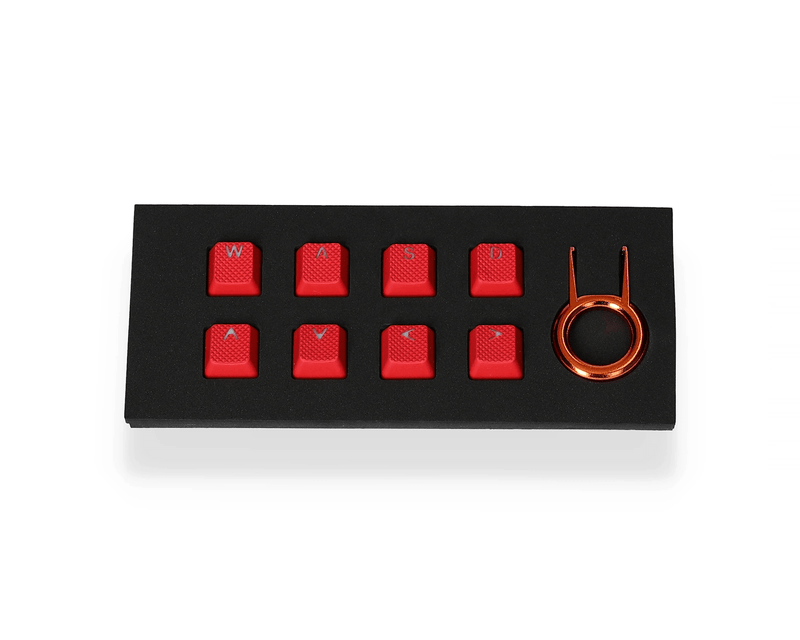 TAIHAO RUBBER DOUBLE SHOT BACKLIT GAMING WASD KEYCAPS SET FOR CHERRY MX SWITCH TYPE (8-KEYS) (NEON RED) - DataBlitz