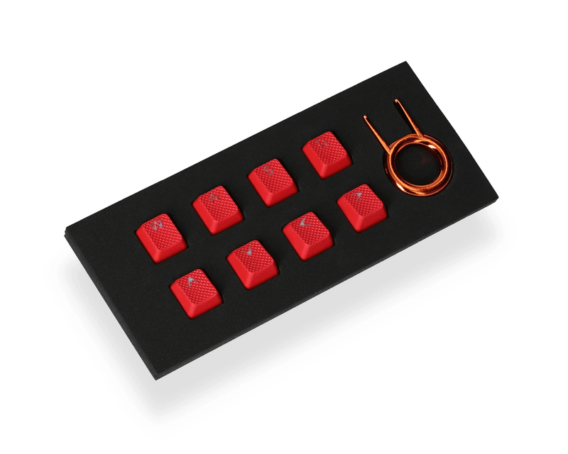 TAIHAO RUBBER DOUBLE SHOT BACKLIT GAMING WASD KEYCAPS SET FOR CHERRY MX SWITCH TYPE (8-KEYS) (NEON RED) - DataBlitz