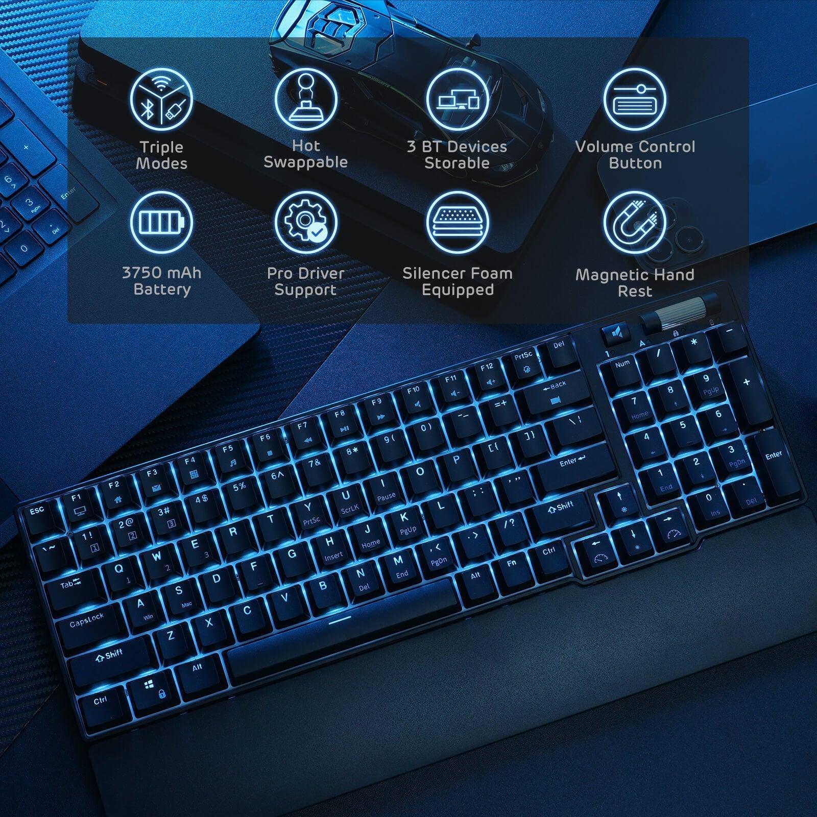 ROYAL KLUDGE RK96 Tri-Mode RGB 96 Keys Hot Swappable Mechanical Keyboard Black (Red Switch) - DataBlitz