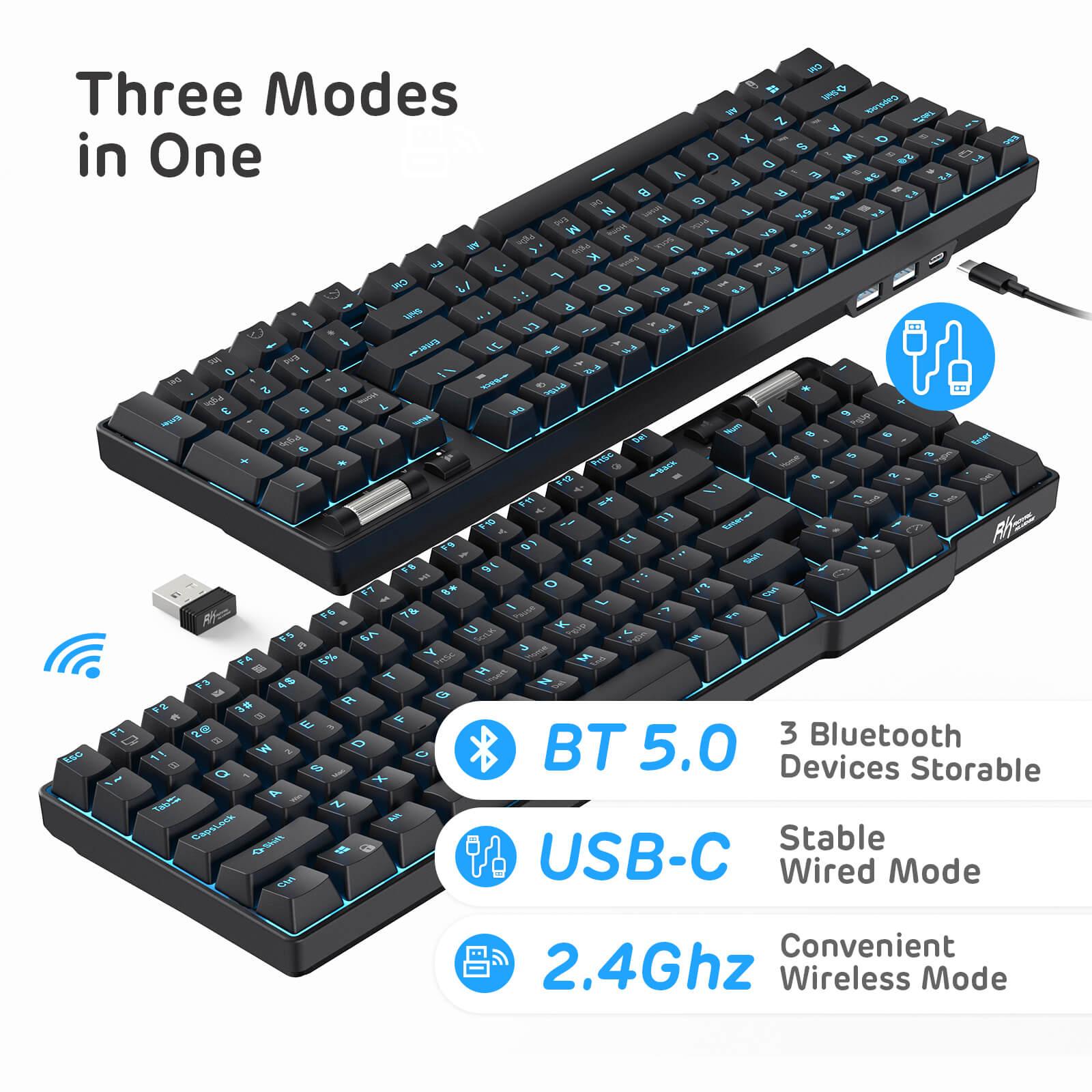 ROYAL KLUDGE RK96 Tri-Mode RGB 96 Keys Hot Swappable Mechanical Keyboard Black (Red Switch) - DataBlitz