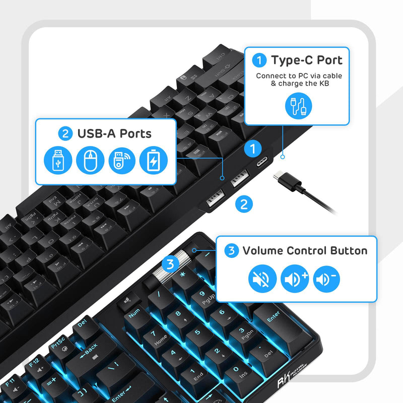 ROYAL KLUDGE RK96 Tri-Mode RGB 96 Keys Hot Swappable Mechanical Keyboard Black (Brown Switch) - DataBlitz