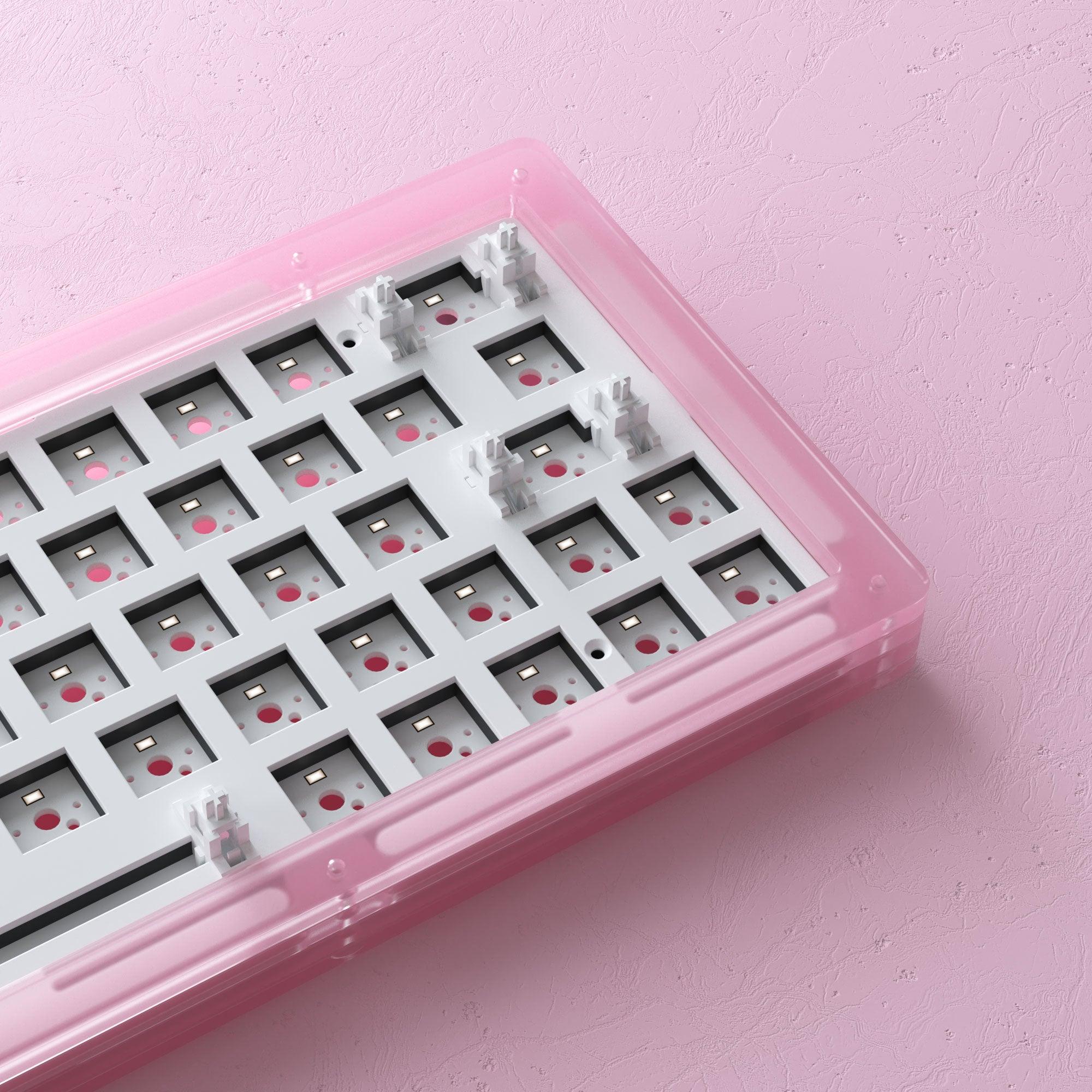 AKKO ACR64 RGB MECHANICAL KEYBOARD DIY KIT HOT-SWAPPABLE SOCKET GASKET MOUNT WITH 64-KEY LAYOUT ACRYLIC CASE (PINK) - DataBlitz