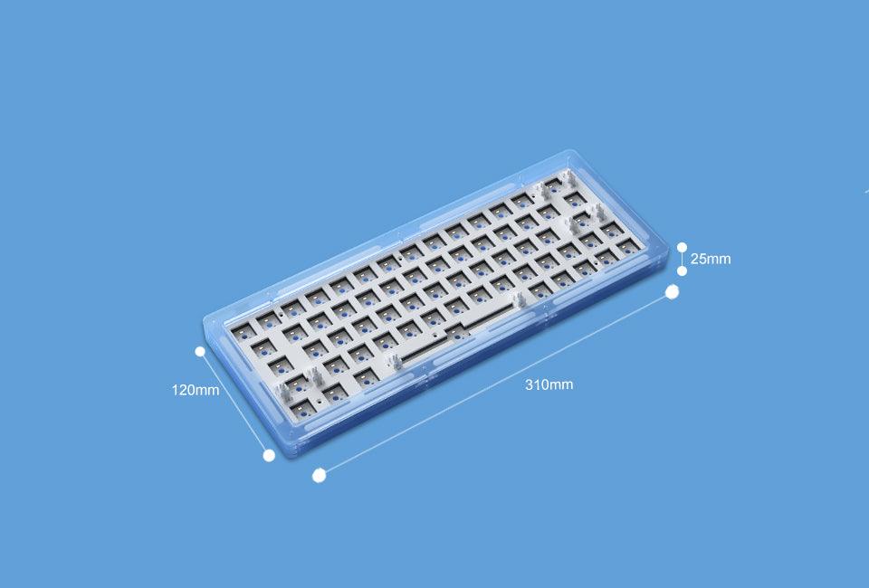 AKKO ACR64 RGB MECHANICAL KEYBOARD DIY KIT HOT-SWAPPABLE SOCKET GASKET MOUNT WITH 64-KEY LAYOUT ACRYLIC CASE (BLUE) - DataBlitz