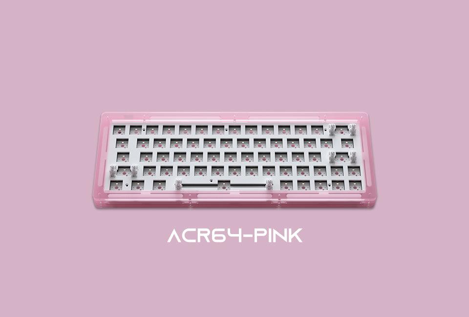 AKKO ACR64 RGB MECHANICAL KEYBOARD DIY KIT HOT-SWAPPABLE SOCKET GASKET MOUNT WITH 64-KEY LAYOUT ACRYLIC CASE (PINK) - DataBlitz