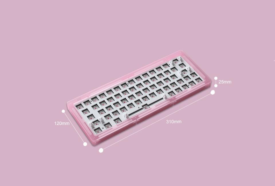 AKKO ACR64 RGB MECHANICAL KEYBOARD DIY KIT HOT-SWAPPABLE SOCKET GASKET MOUNT WITH 64-KEY LAYOUT ACRYLIC CASE (PINK) - DataBlitz
