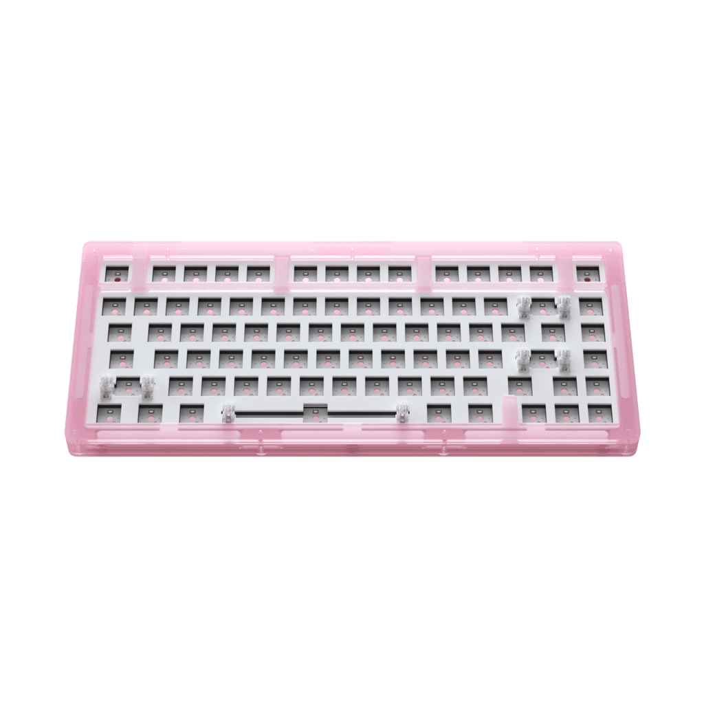 AKKO ACR75 RGB CUSTOM MECHANICAL KEYBOARD HOT-SWAPPABLE DIY KIT SOCKET GASKET MOUNT WITH 81-KEY LAYOUT ACRYLIC CASE (PINK) - DataBlitz