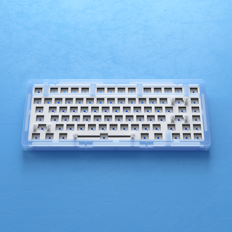 AKKO ACR75 RGB CUSTOM MECHANICAL KEYBOARD HOT-SWAPPABLE DIY KIT SOCKET GASKET MOUNT WITH 81-KEY LAYOUT ACRYLIC CASE (BLUE) - DataBlitz