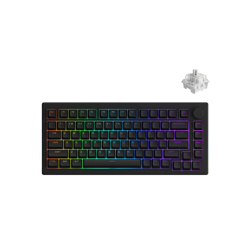 AKKO 5075S Shine-Through RGB Hot-Swappable Mechanical Keyboard Black (AKKO CS Wine White) - DataBlitz