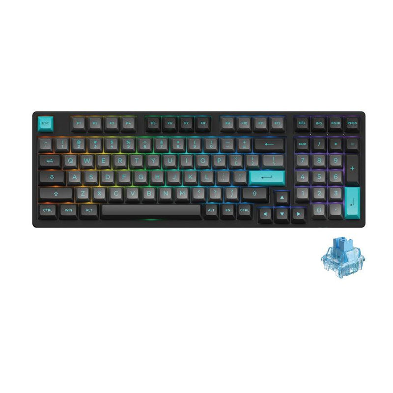AKKO Black & Cyan 3098B Multi-Modes RGB Mechanical Keyboard (AKKO CS Jelly Blue) - DataBlitz