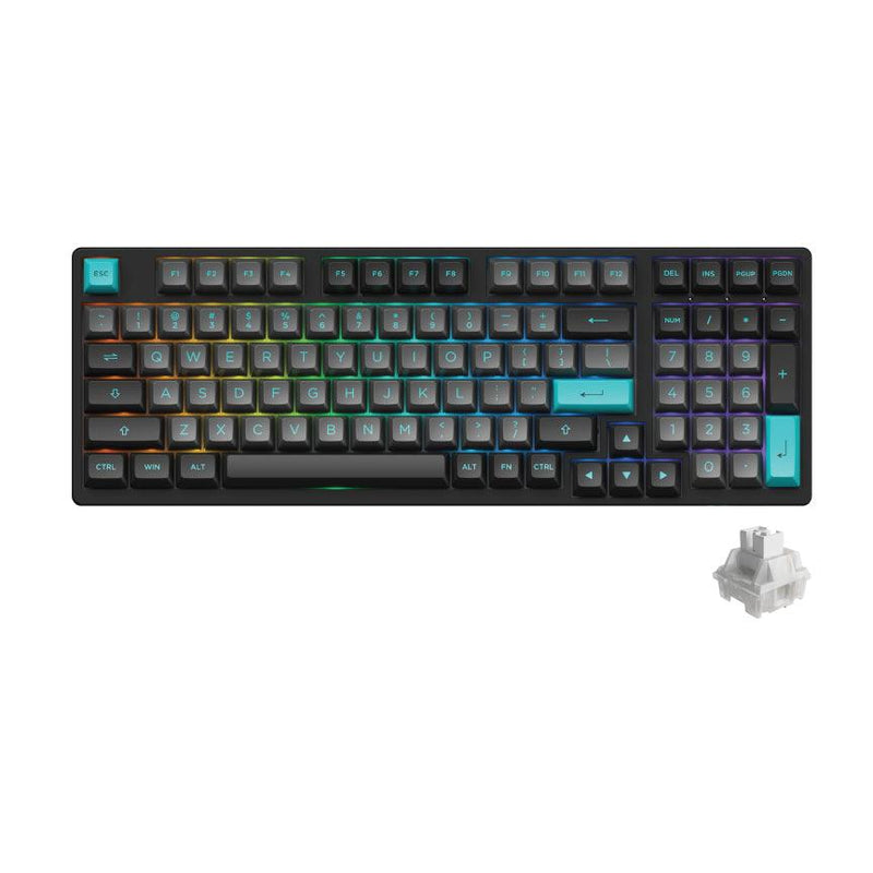 AKKO Black & Cyan 3098B Multi-Modes RGB Mechanical Keyboard (AKKO CS Jelly White) - DataBlitz