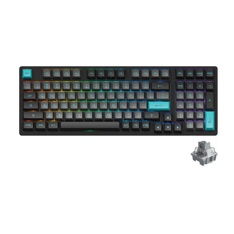 AKKO Black & Cyan 3098B Multi-Modes RGB Mechanical Keyboard (AKKO CS Silver) - DataBlitz