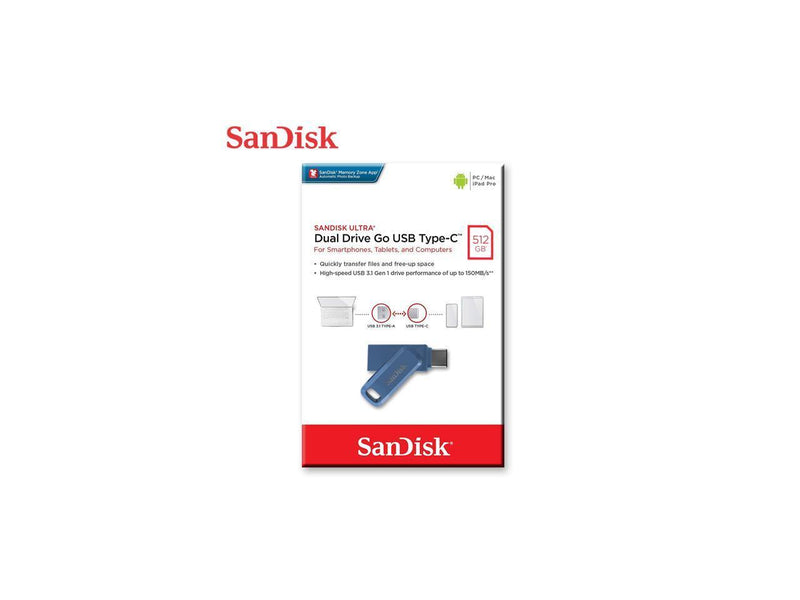 Sandisk Ultra Dual Drive Go USB 3.1 Type-C 512GB Flash Drive (Navy Blue) - DataBlitz