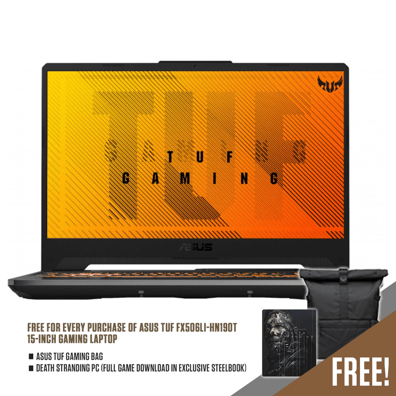 ASUS TUF FX506LI-HN190T 15.6" GAMING LAPTOP W/ BAG + DEATH STRANDING (PC-DIGITAL) - DataBlitz