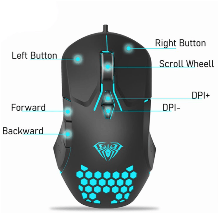 Aula Wind F809 Wired Gaming Mouse With Marco Programmable 4 Speed Dpi Multiple Backlight Modes Seven-Color Breath - DataBlitz