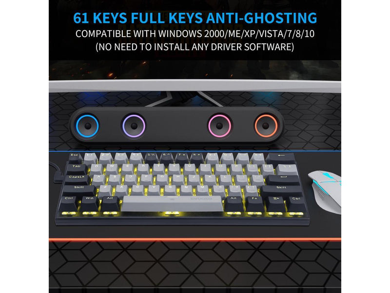 E-YOOSO Z-11 Single Light RGB 61 Keys Hot Swappable Mechanical Keyboard Gray/Black (Red Switch) - DataBlitz