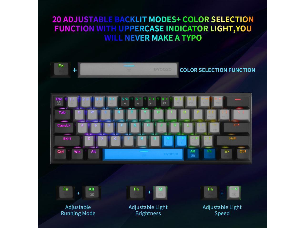E-YOOSO Z-11 RGB 61 Keys Hot Swappable Mechanical Keyboard Gray/Black (Red Switch) - DataBlitz