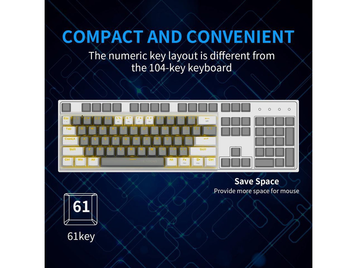 E-Yooso Z-11 Single Light RGB 61 Keys Hot Swappable Mechanical Keyboard Gray/White (Red Switch) - DataBlitz