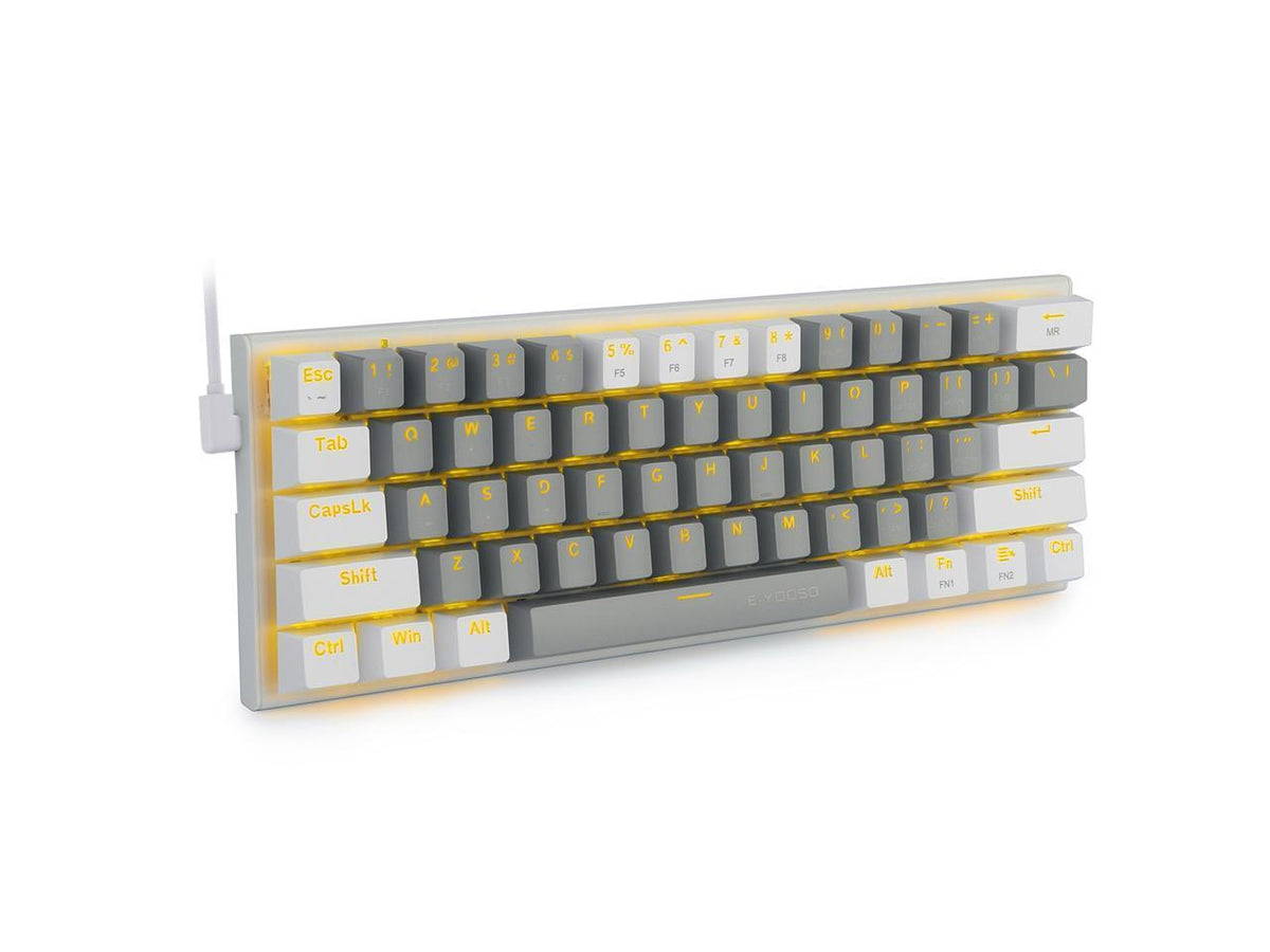 E-Yooso Z-11 Single Light RGB 61 Keys Hot Swappable Mechanical Keyboard Gray/White (Red Switch) - DataBlitz