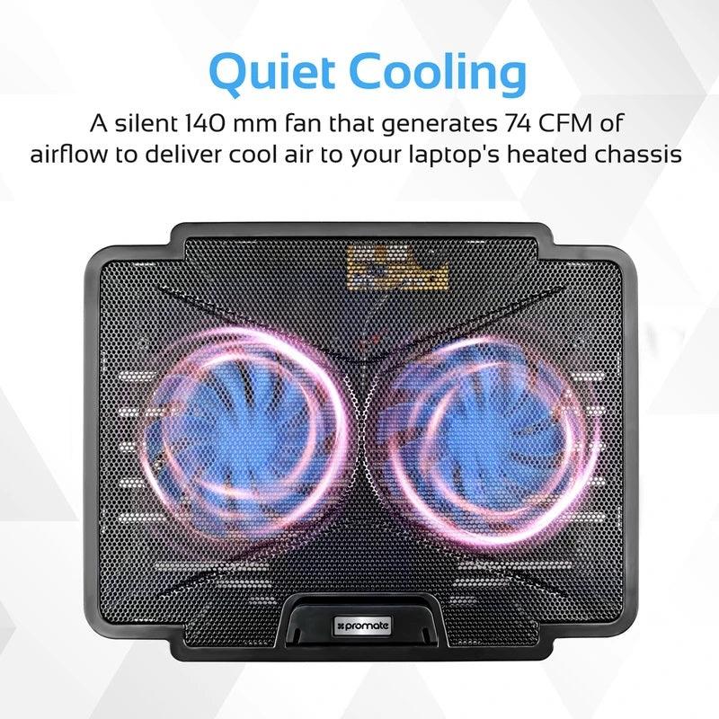 PROMATE AIRBASE-1 LAPTOP COOLING PAD WITH SILENT FAN TECHNOLOGY (BLACK) - DataBlitz