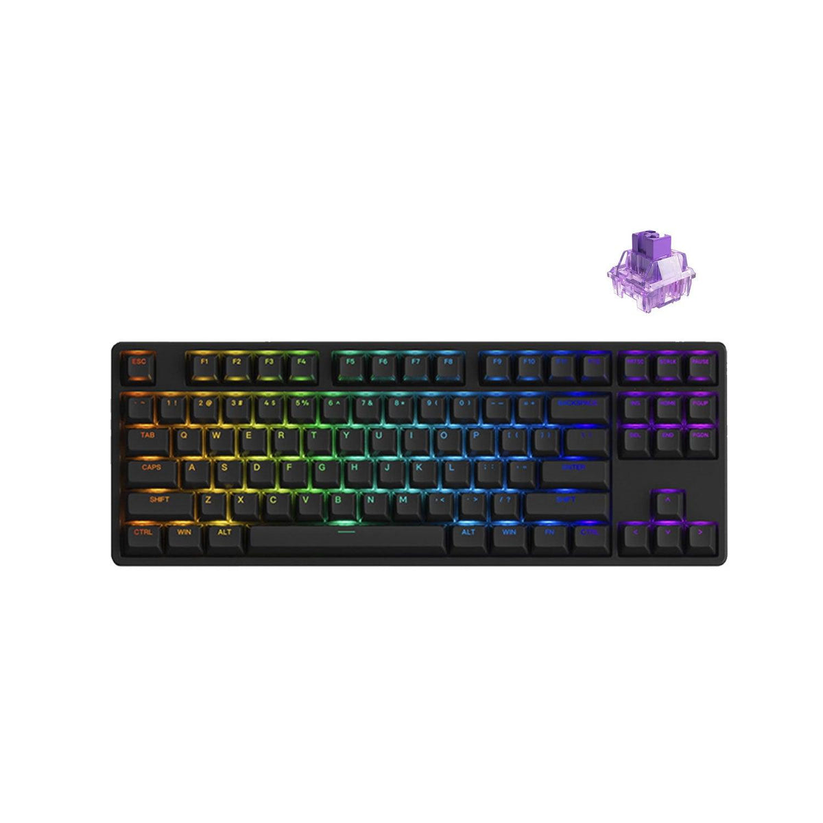 Akko 5087S Shine-Through RGB Hot-Swappable Mechanical Keyboard Black (Akko CS Jelly Purple) - DataBlitz