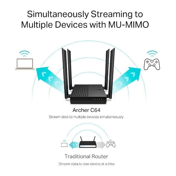 TP-Link AC1200 Dual-Band Wi-Fi Router (Black) (Archer C64) - DataBlitz
