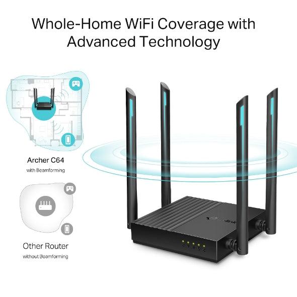 TP-Link AC1200 Dual-Band Wi-Fi Router (Black) (Archer C64) - DataBlitz