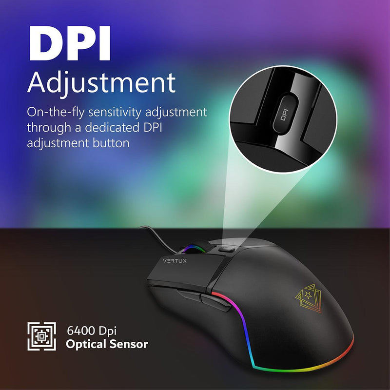 VERTUX ARGON Lag-Free Optimum Performance Gaming Mouse (Black) - DataBlitz
