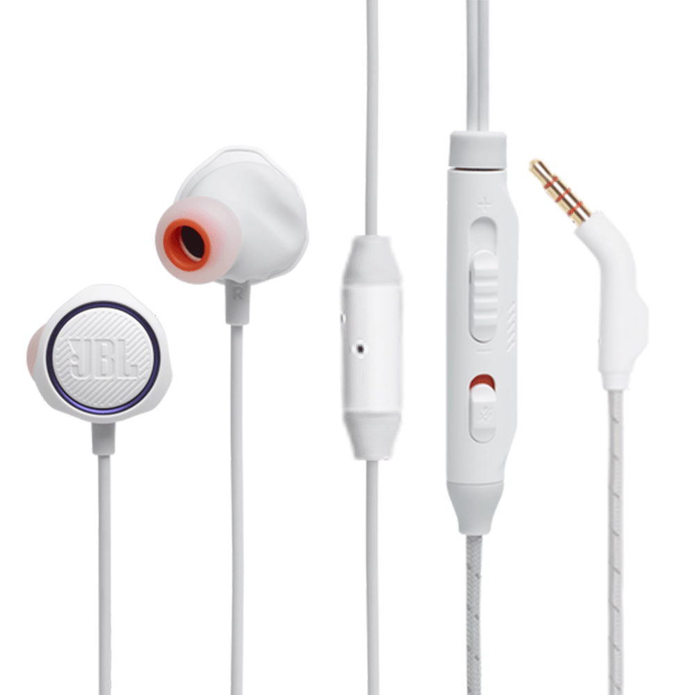 JBL QUANTUM 50 WIRED IN-EAR GAMING HEADSET W/ VOLUME SLIDER & MIC MUTE (WHITE) - DataBlitz