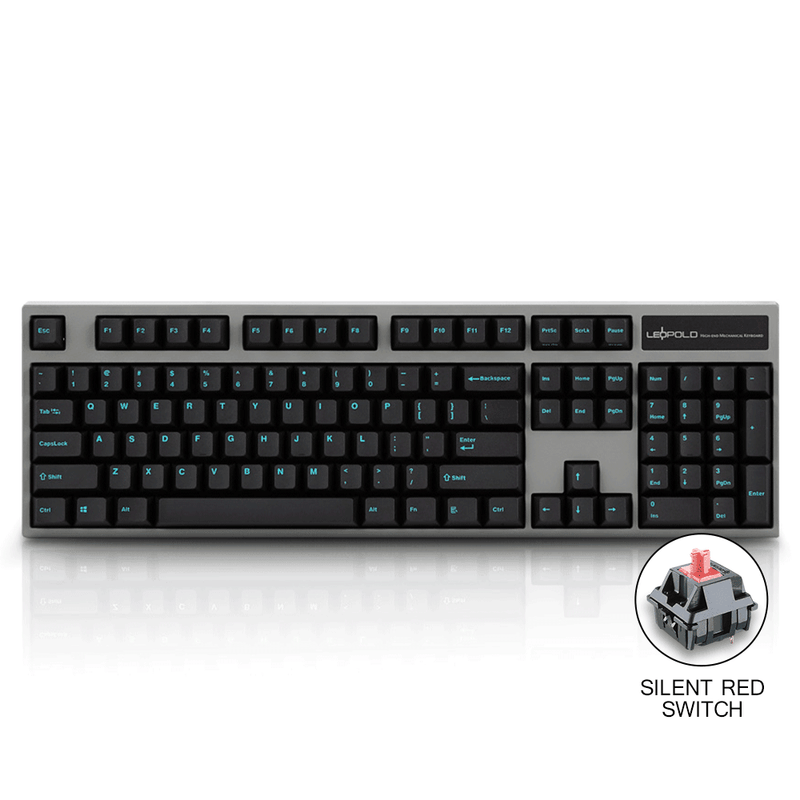 LEOPOLD 104-KEYS MECHANICAL KEYBOARD TWO-TONE BLACK/DARK GRAY KEYCAP + SKY BLUE FONT (SILENT RED SWITCH) (FC900RS/EBBPD) - DataBlitz