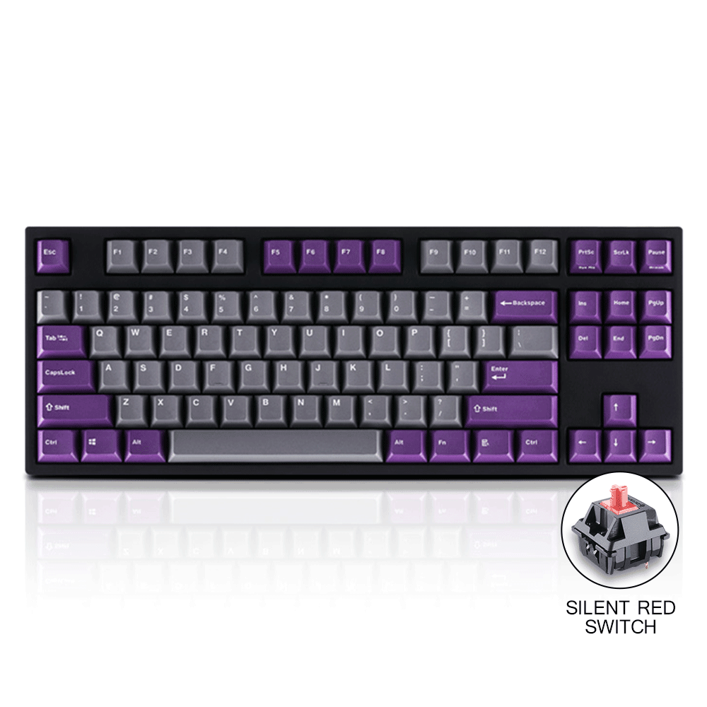 LEOPOLD 87-KEYS MECHANICAL KEYBOARD TWO-TONE GRAY/PURPLE KEYCAPS + WHITE FONT (SILENT RED SWITCH) (FC750RS/EGPPD(B)) - DataBlitz